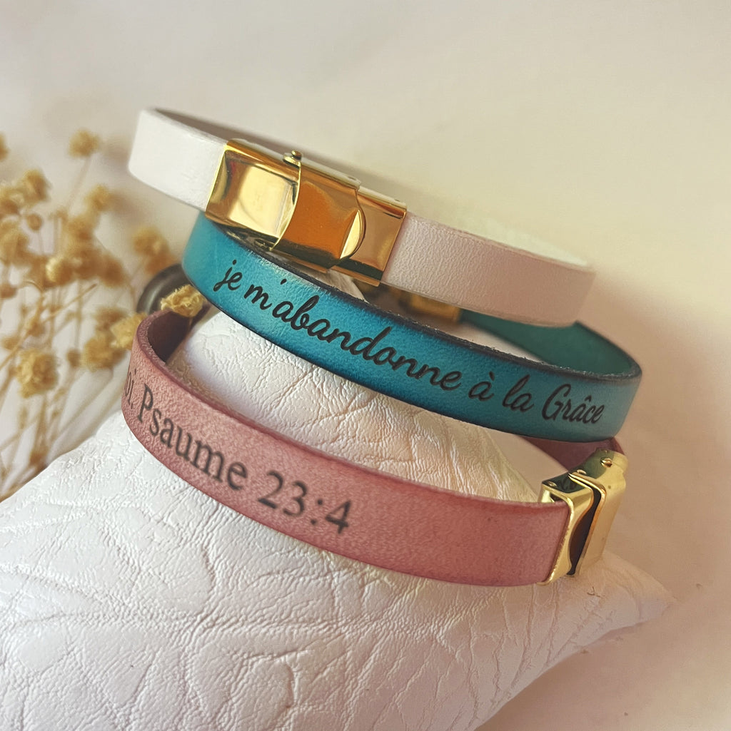 Bracelet femme fermoir doré  personnalisé par gravure en 27 couleurs