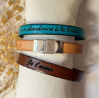 Bracelet homme en cuir personnalisé avec gravure pour papa