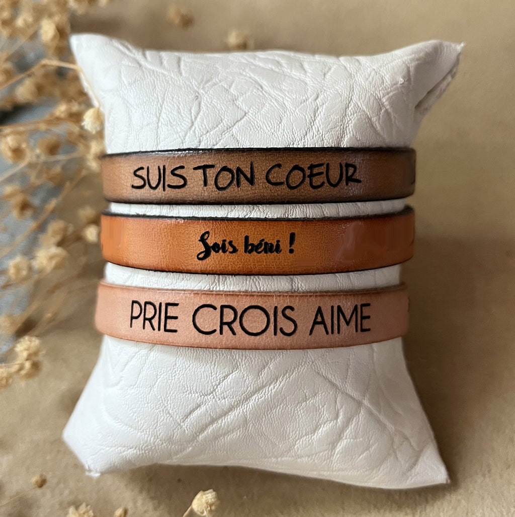 Bracelet homme en cuir personnalisé avec gravure pour papa
