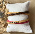 Lot de 5 bracelets en cuirs croisés gravés de paroles bibliques
