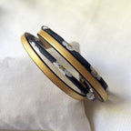 Bracelet double tour cuir doré à personnaliser et Liberty fleuri