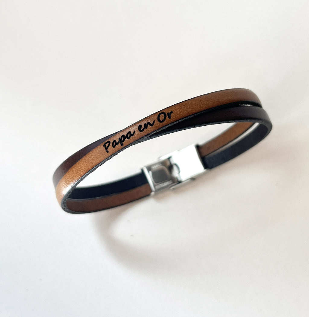 Bracelet aux cuirs croisés en duo de couleurs