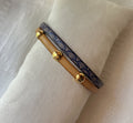 Bracelet femme duo en cuir imprimé art déco bleu et doré