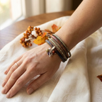 Bracelet femme duo en cuir pendentif en perles simple ou double tour