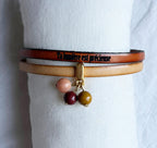 Bracelet Synergie duo de cuirs Automne aux 3 perles