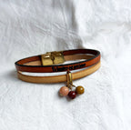 Bracelet Synergie duo de cuirs Automne aux 3 perles