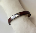 Bracelet cuir et métal ichtus poisson à personnaliser