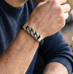 bracelet homme élégant cuir et gourmette acier au fermoir ajustable