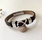 Bracelet cuir et métal ichtus poisson à personnaliser