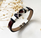 Bracelet cuir et métal ichtus poisson à personnaliser