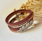 bracelet pour marraine deux cuirs gravés personnalisables