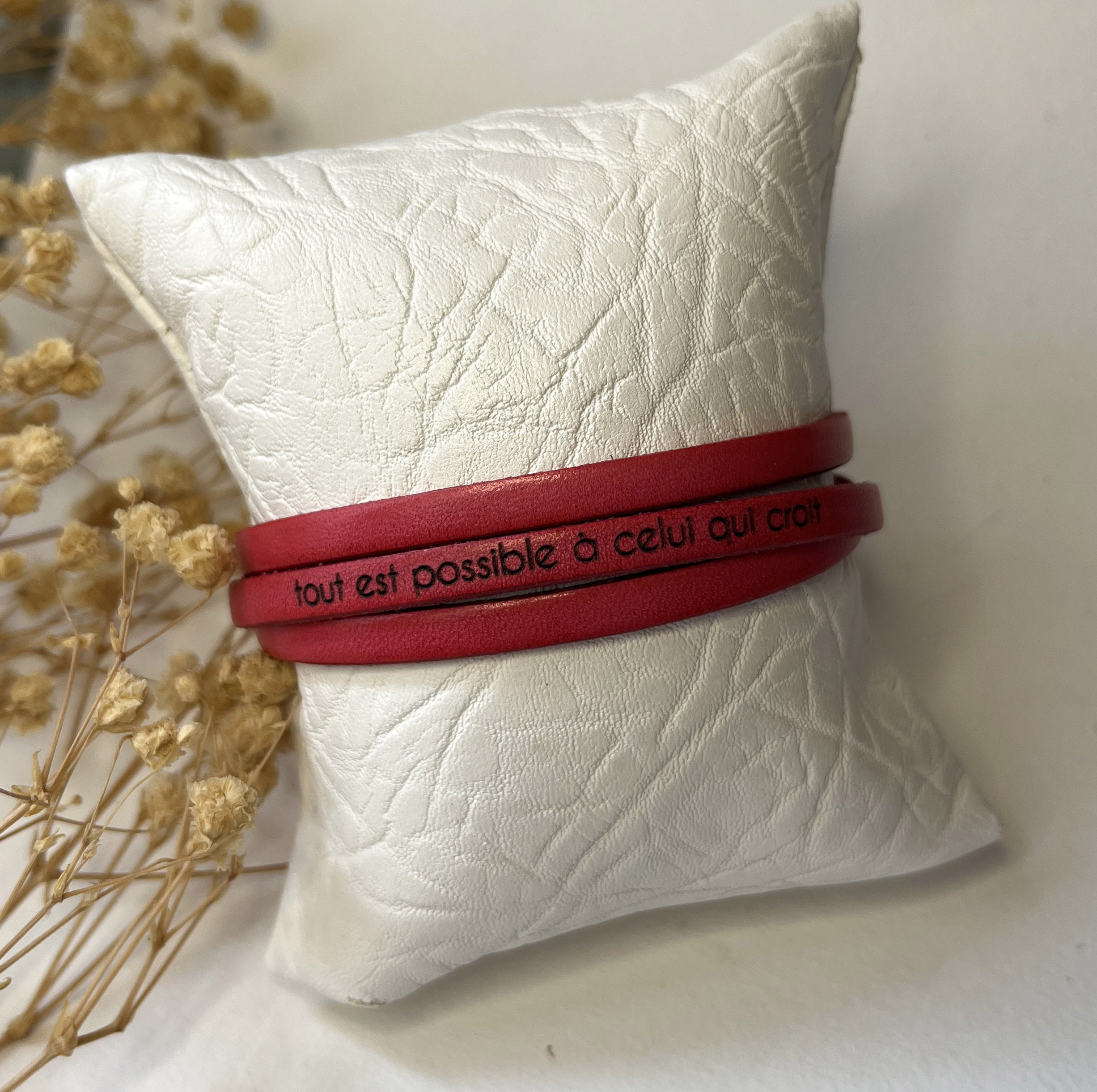 Bracelet mixte cuir triple tours à personnaliser et graver