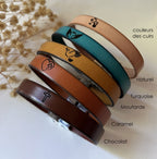 Bracelet cuir au symbole chrétien gravé - Cadeau baptême communion enfant adulte