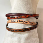 Bracelets chrétiens en cuir fin gravés de paroles bibliques