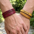 bracelet unisexe double cuir gravés de messages chrétiens