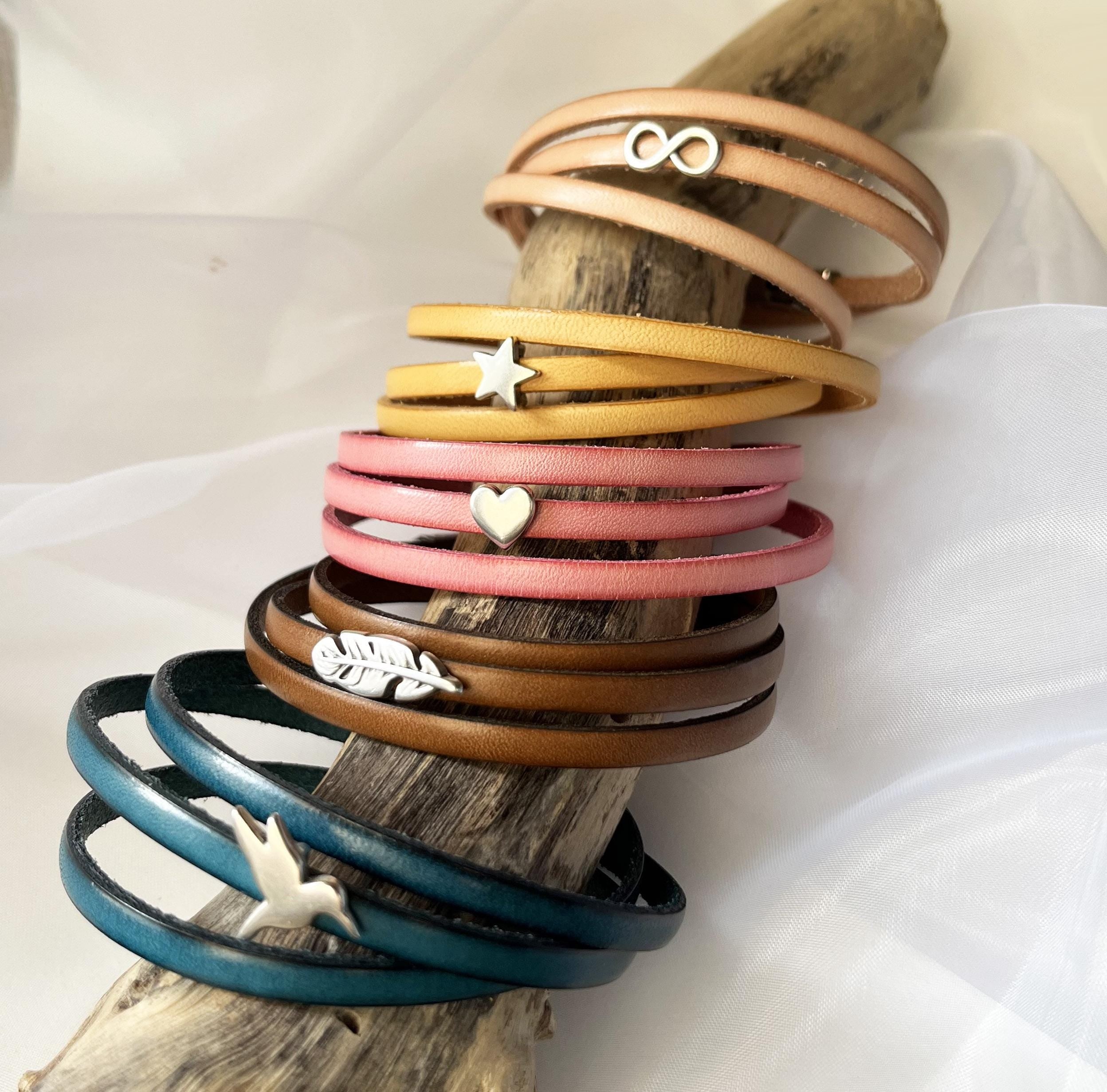 Bracelet personnalisé en cuir multi-tour passant charme au choix