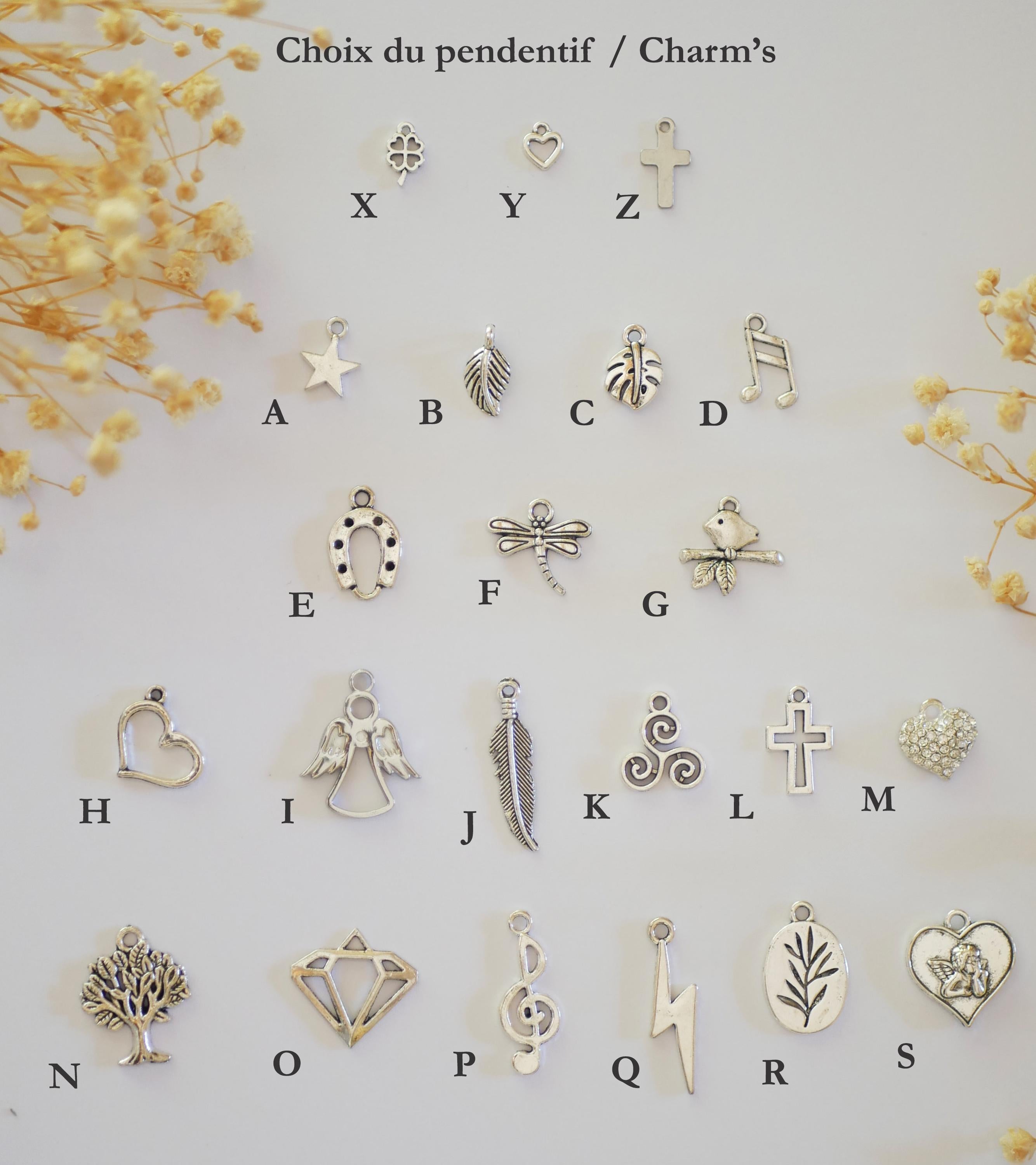 Bracelet double tour en cuir fin au pendentif argenté au choix