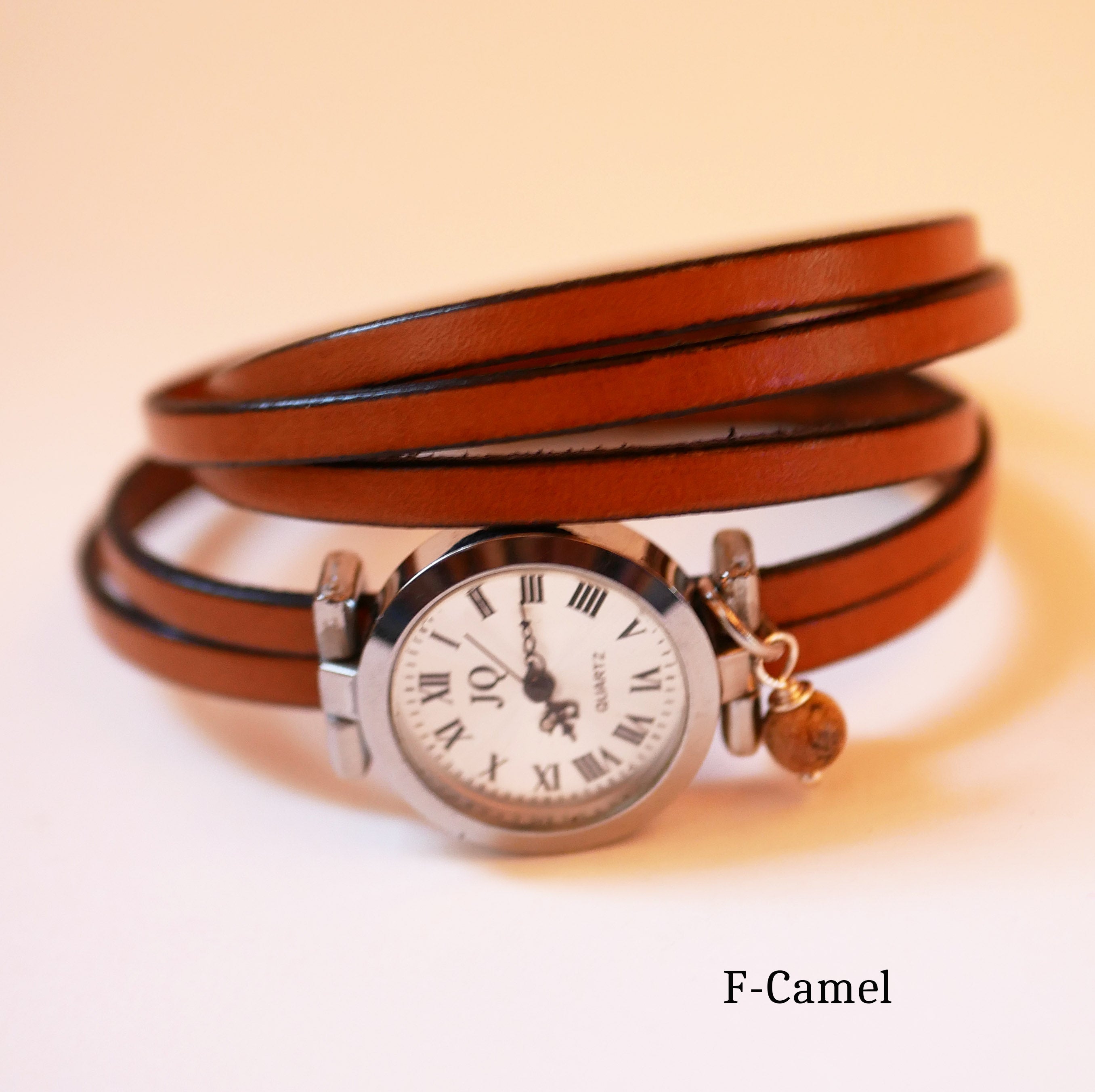 Montre bracelet cuir 5 tours gravé parole biblique et mots d'amour