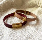 Bracelet cuir charme doré à personnaliser