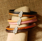 Bracelet Synergie duo de cuir au charme épi de blé