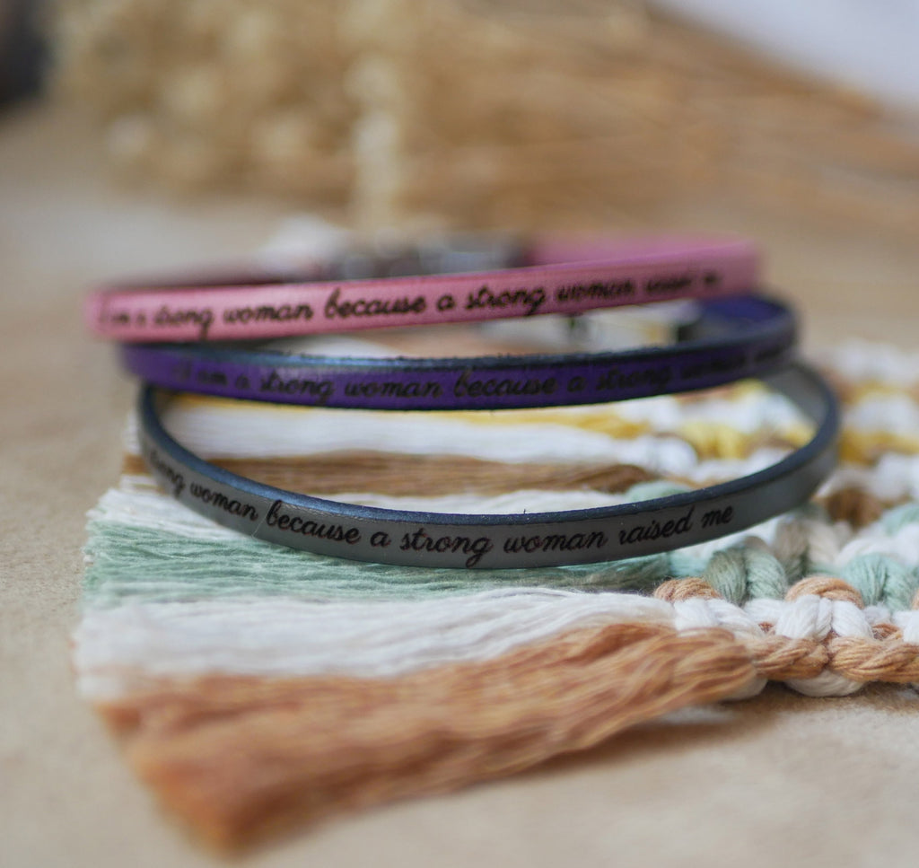 Bracelet cuir fin empilable à personnaliser fermoir aimanté