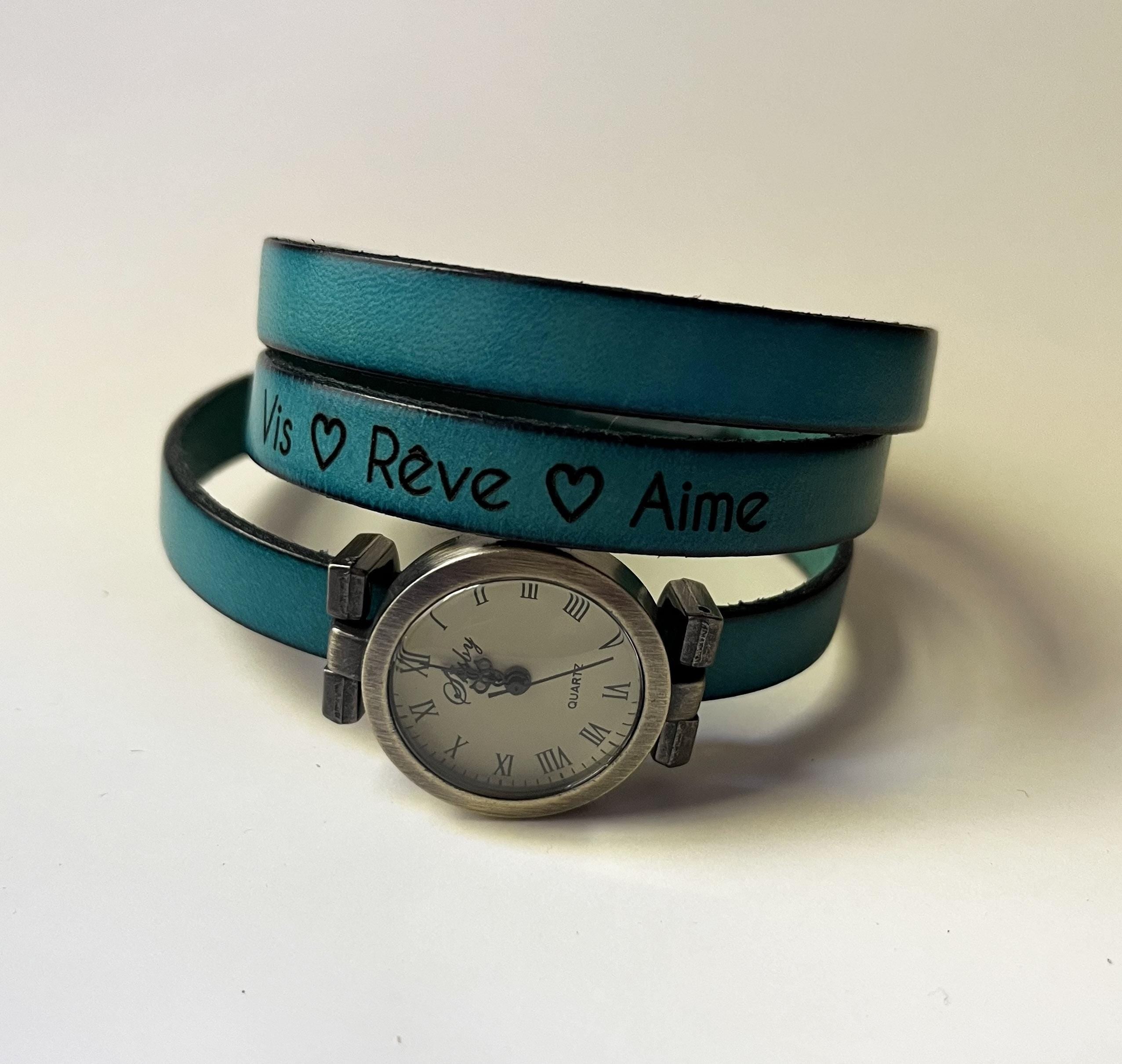 Montre femme vintage bracelet cuir trois tour de poignet