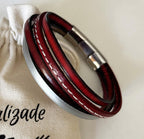 Bracelet homme multi cuirs rouges et gris