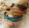 Bracelet cuir au symbole chrétien gravé - Cadeau baptême communion enfant adulte
