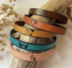 Bracelet cuir au symbole chrétien gravé - Cadeau baptême communion enfant adulte