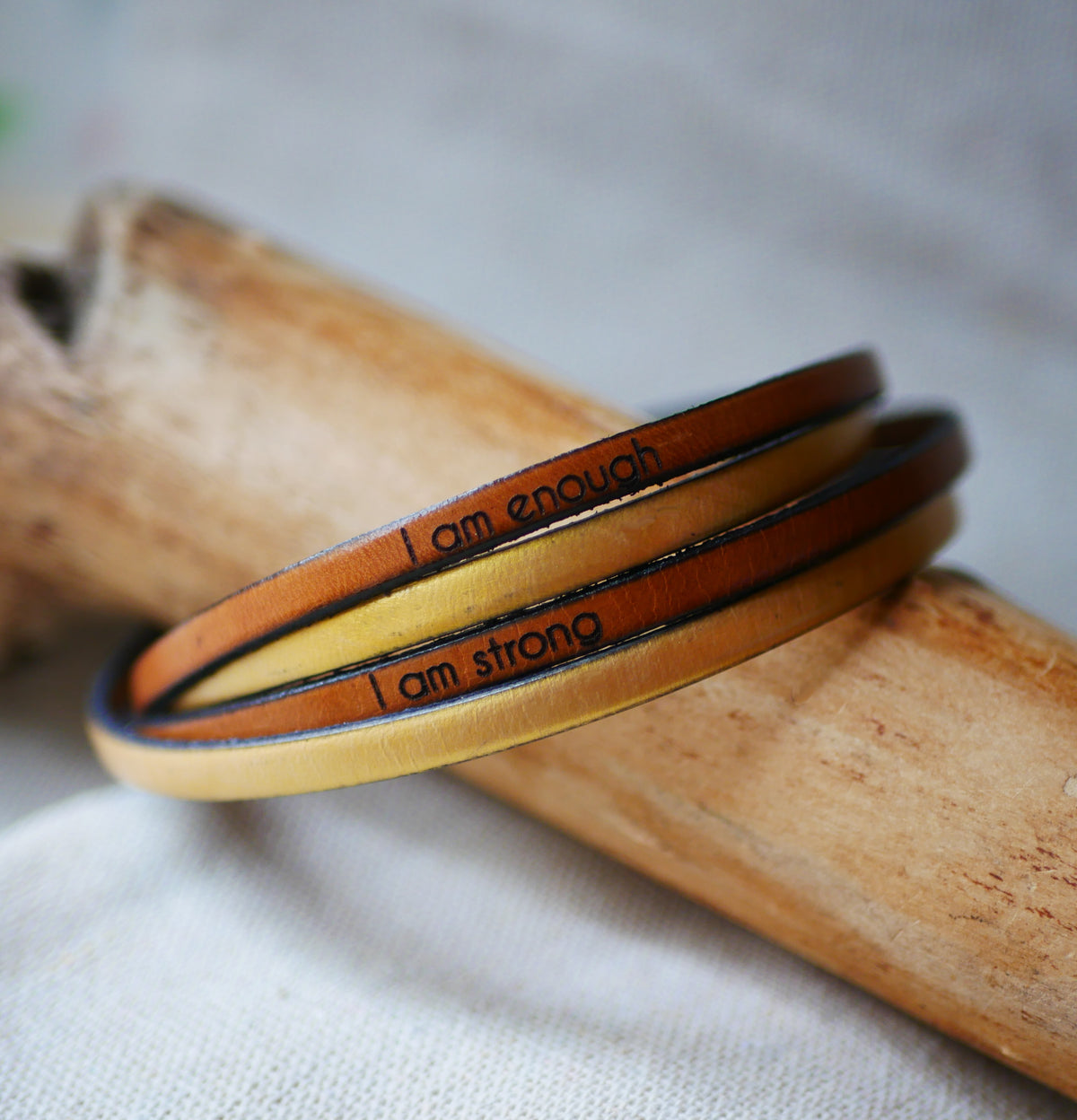 Bracelet mixte 2 cuirs en 2 tours de poignet à personnaliser par gravure