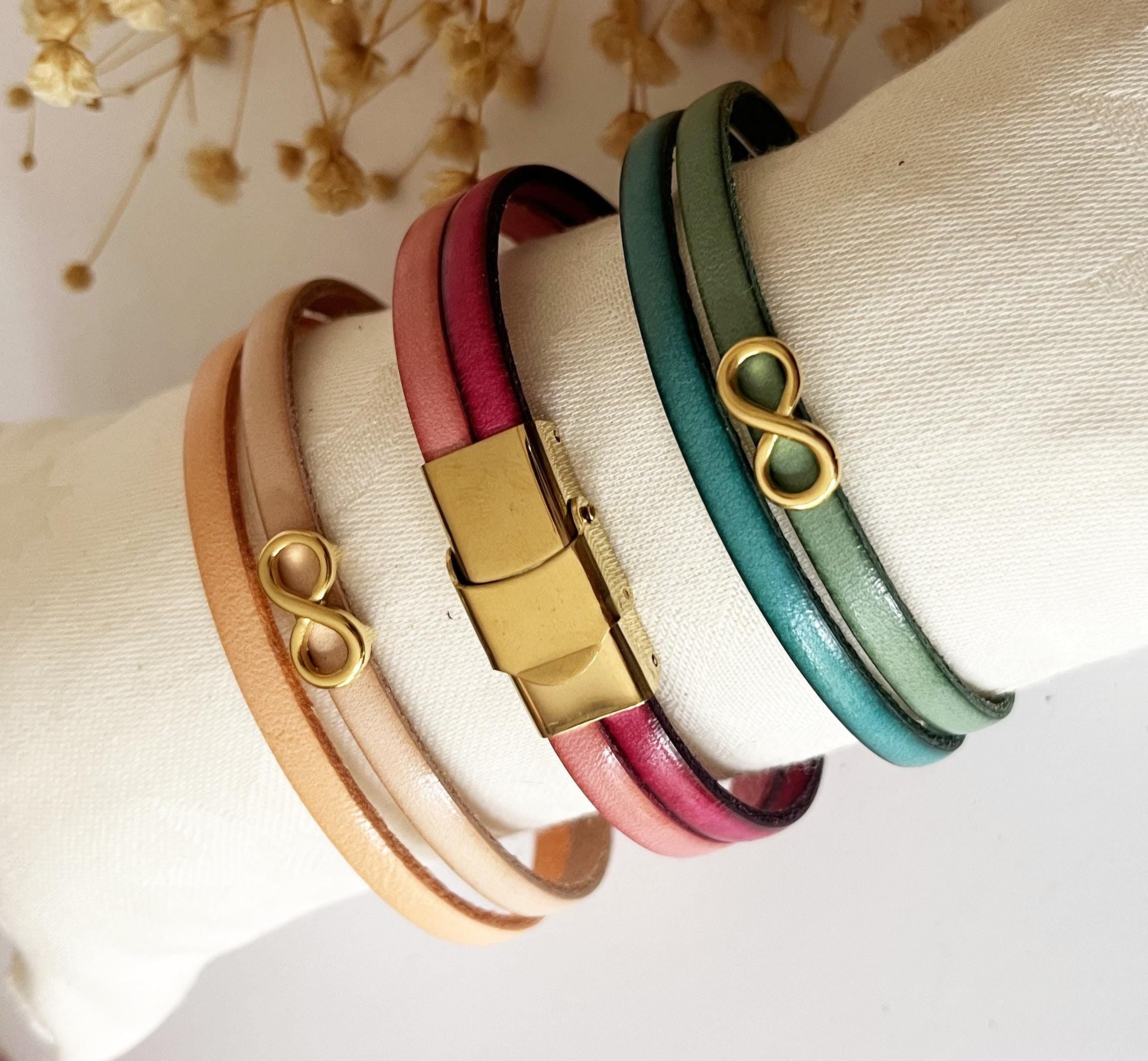 Bracelet Synergie duo de cuirs fins au charme doré