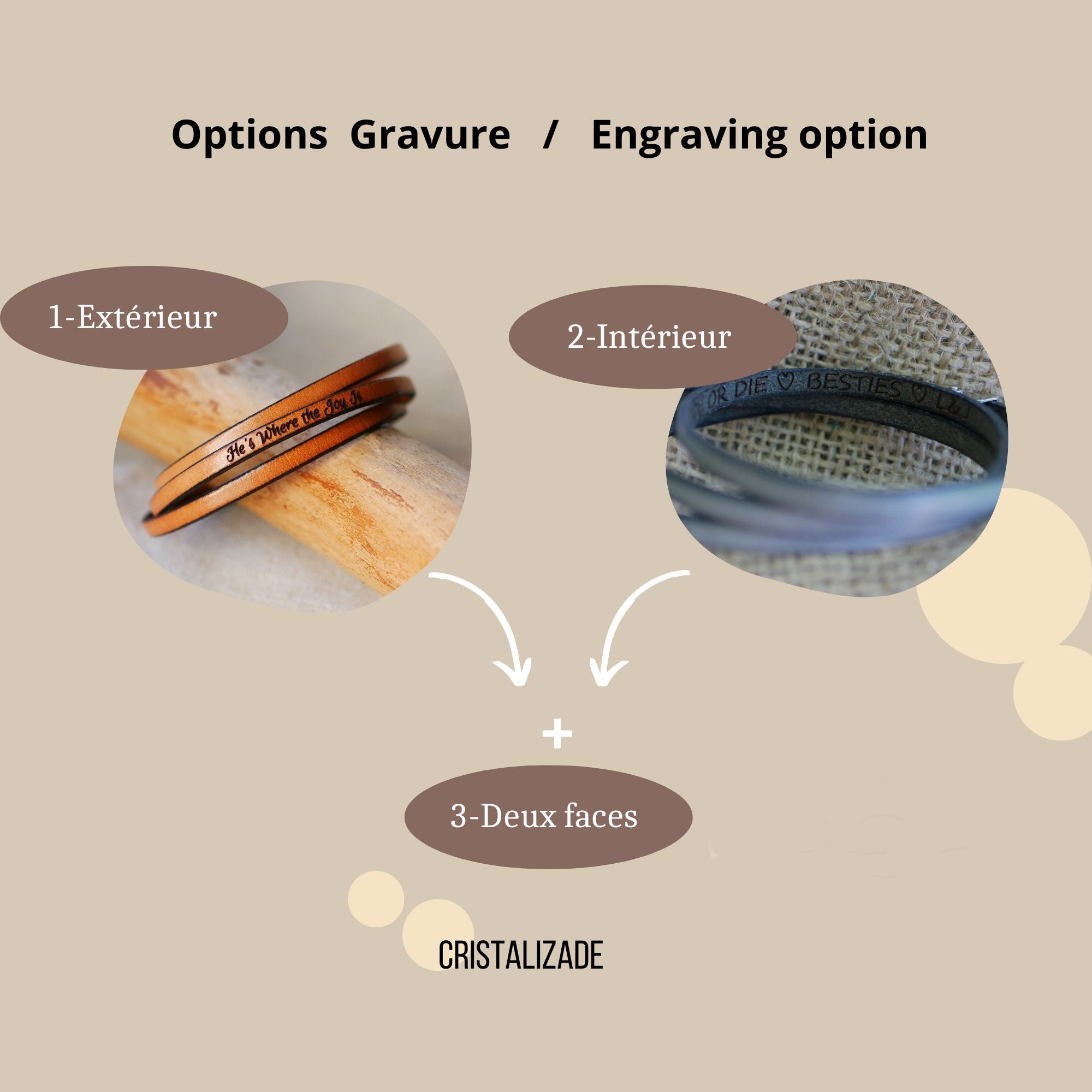 Bracelet chrétien en cuir fin personnalisable