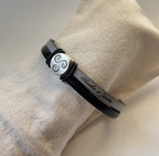 Bracelet double cuir au charme cabochon Triskel pour homme