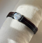 Bracelet double cuir au charme cabochon Triskel pour homme