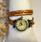 Montre bracelet double tour en cuir à personnaliser