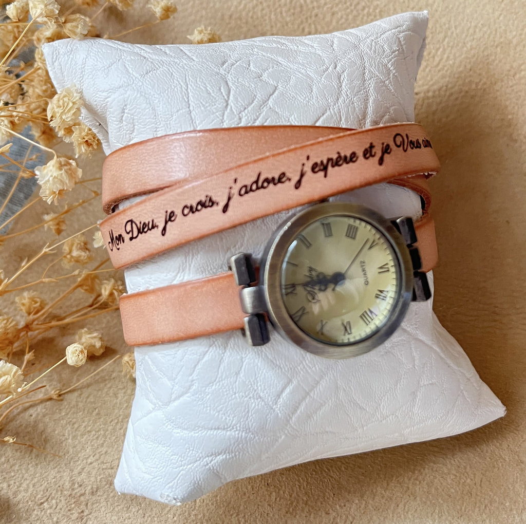 Montre femme vintage bracelet cuir trois tour de poignet