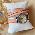 Montre femme vintage bracelet cuir trois tour de poignet