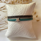 Bracelet Synergie charme au choix et duo de cuirs fins