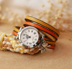 Montre femme double duo de cuir personnalisable cadran argenté