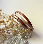 Bracelet femme double cuirs rose tendre nacré charme doré