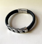 bracelet homme élégant cuir et gourmette acier au fermoir ajustable