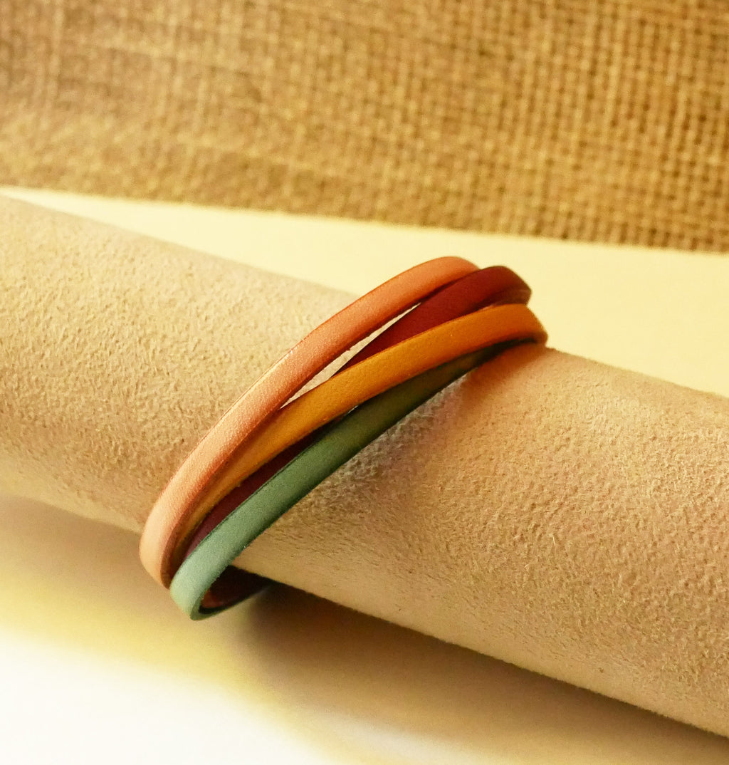 Bracelet manchette femme cuirs aux 4 couleurs pastels à graver