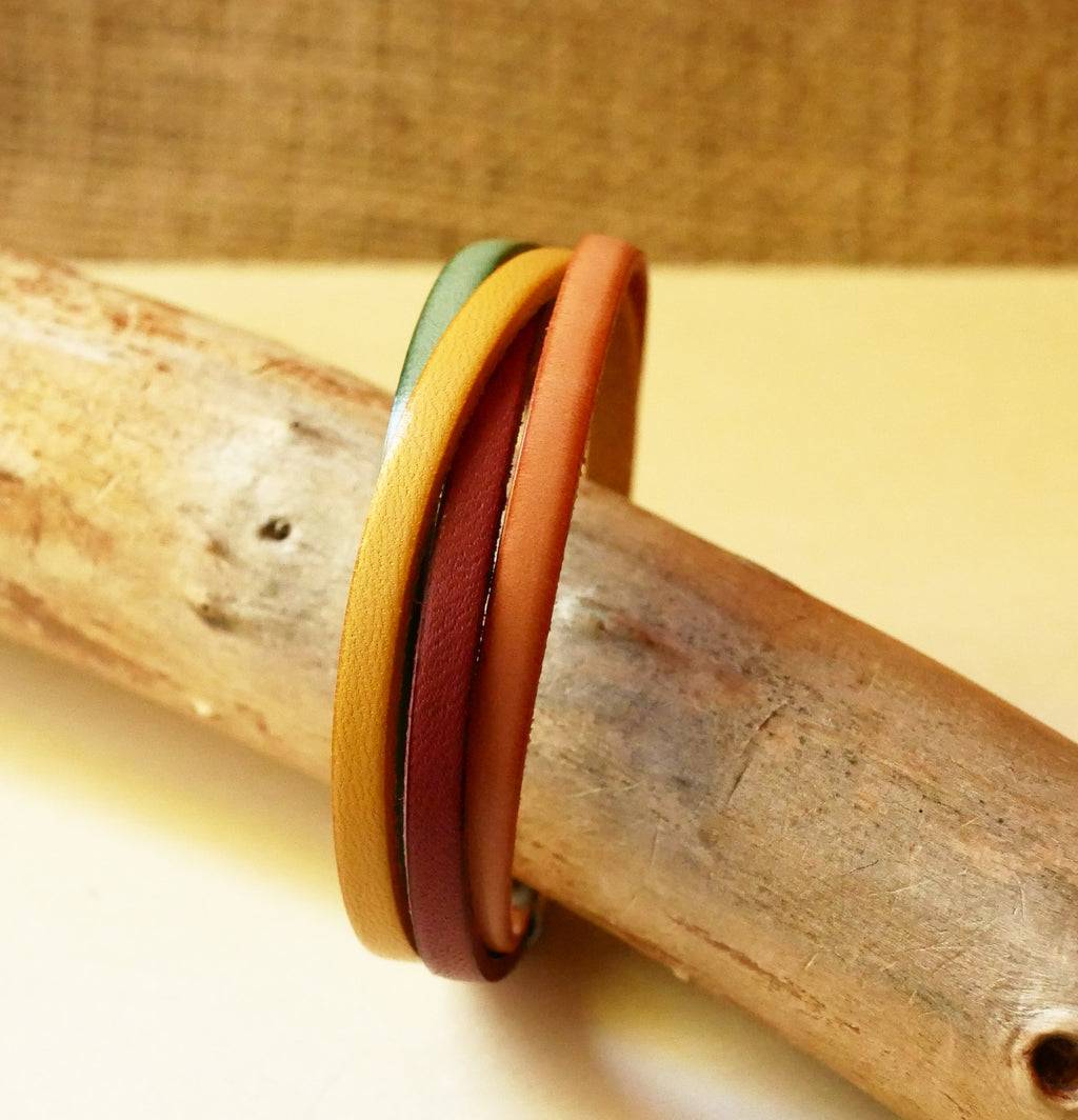 Bracelet manchette femme cuirs aux 4 couleurs pastels à graver