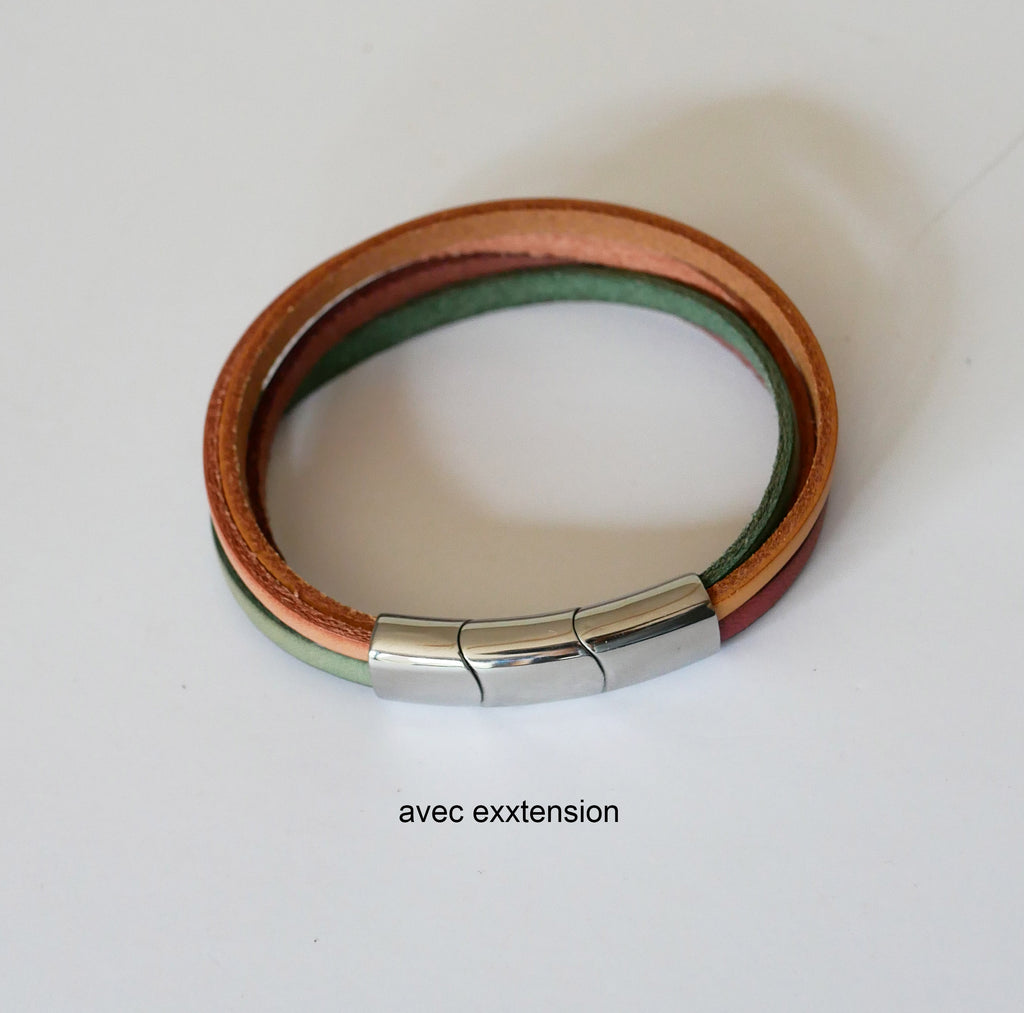 Bracelet manchette femme cuirs aux 4 couleurs pastels à graver