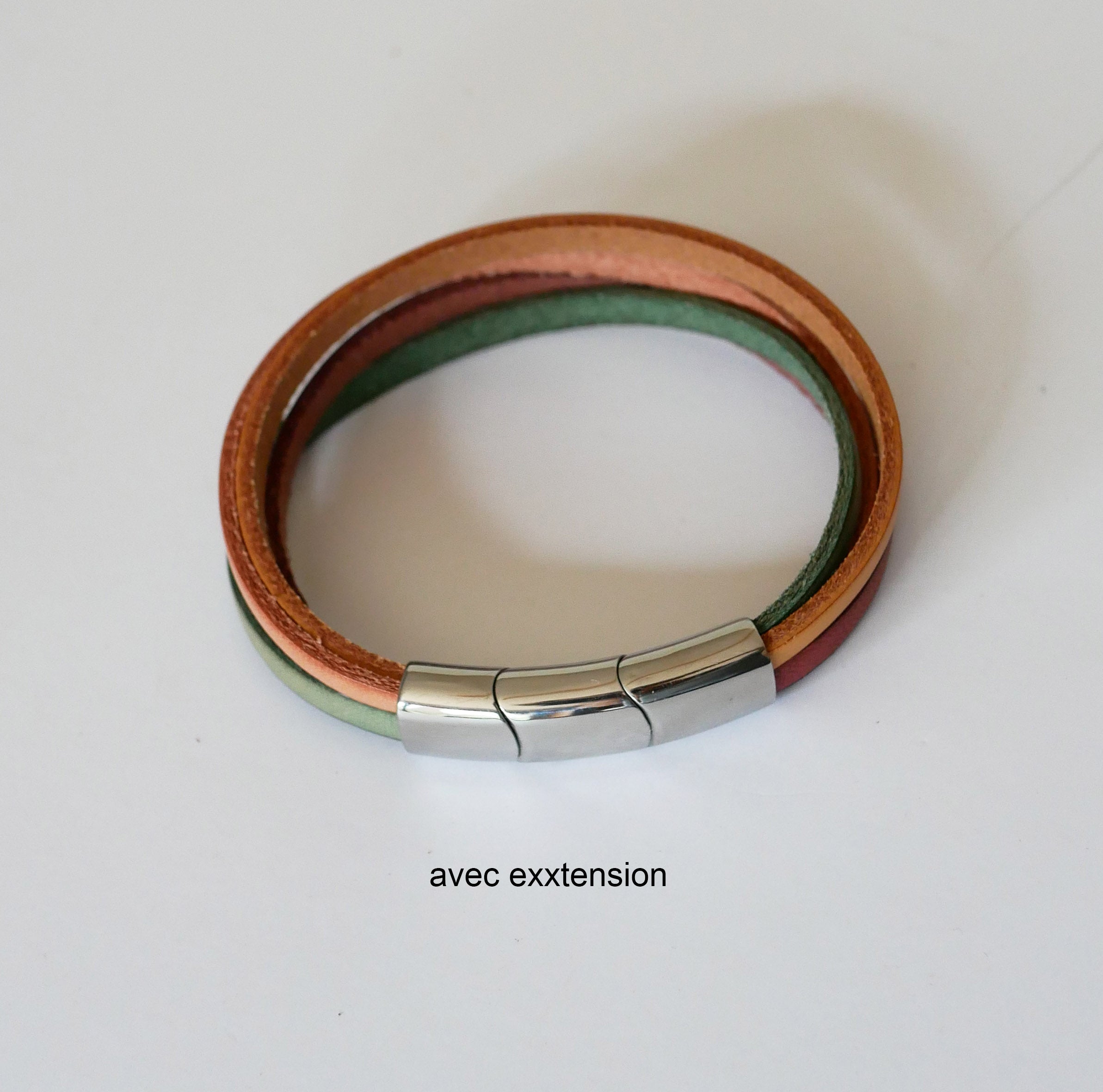 Bracelet manchette femme cuirs aux 4 couleurs pastels à graver