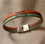 Bracelet Synergie duo couleurs de cuir personnalisable gravé