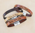Bracelet homme en cuir personnalisé avec gravure pour papa