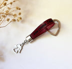 Lot de 5 Porte-clés cuir gravé parole chrétienne avec charme pendentif
