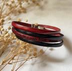 Bracelet mixte 2 cuirs en 2 tours de poignet à personnaliser par gravure