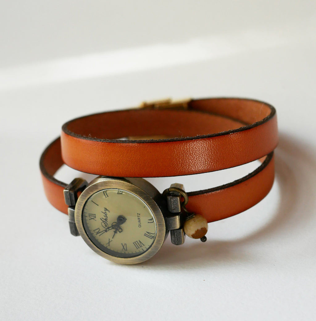 Montre bracelet double tour en cuir à personnaliser